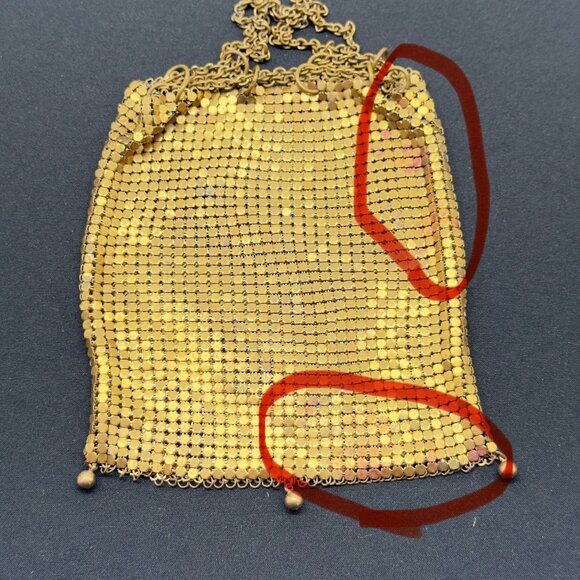 Vtg Whiting & Davis Gold Mesh Metal Change Key Purse Set Signed Made in USA NOTE - Picture 9 of 12